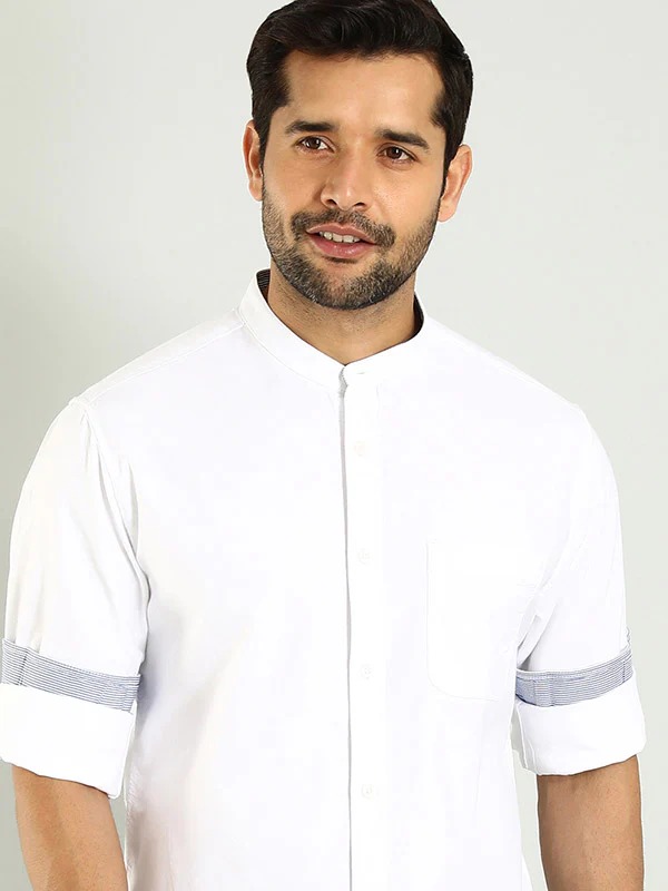 Indian Terrain Men's Regular Fit Full Sleeve Solid White Shirt